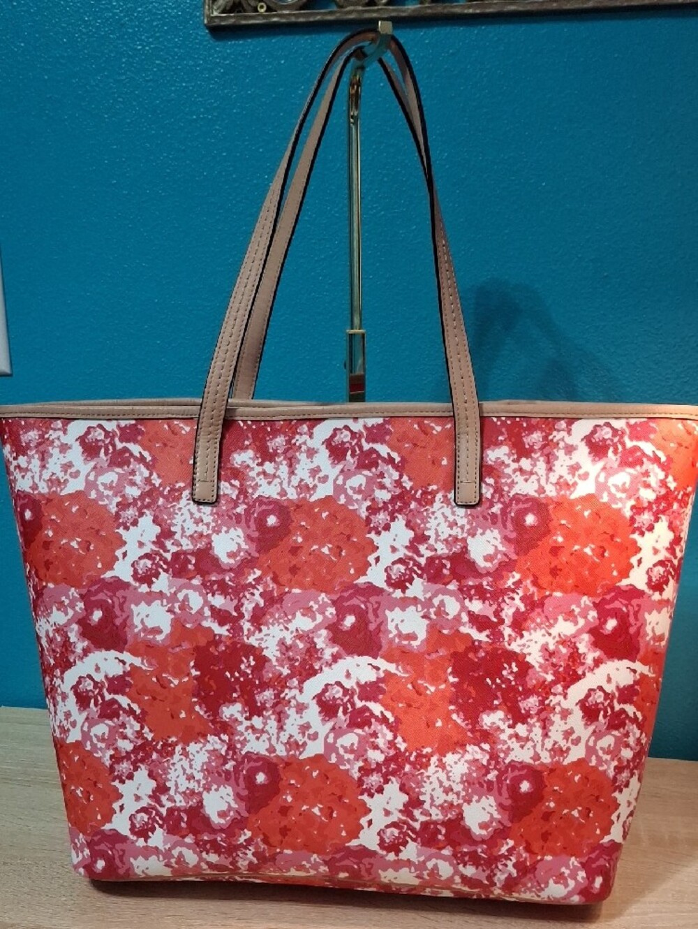 Coach Peyton Red & Pink Floral Print Tote - Picture 8 of 15